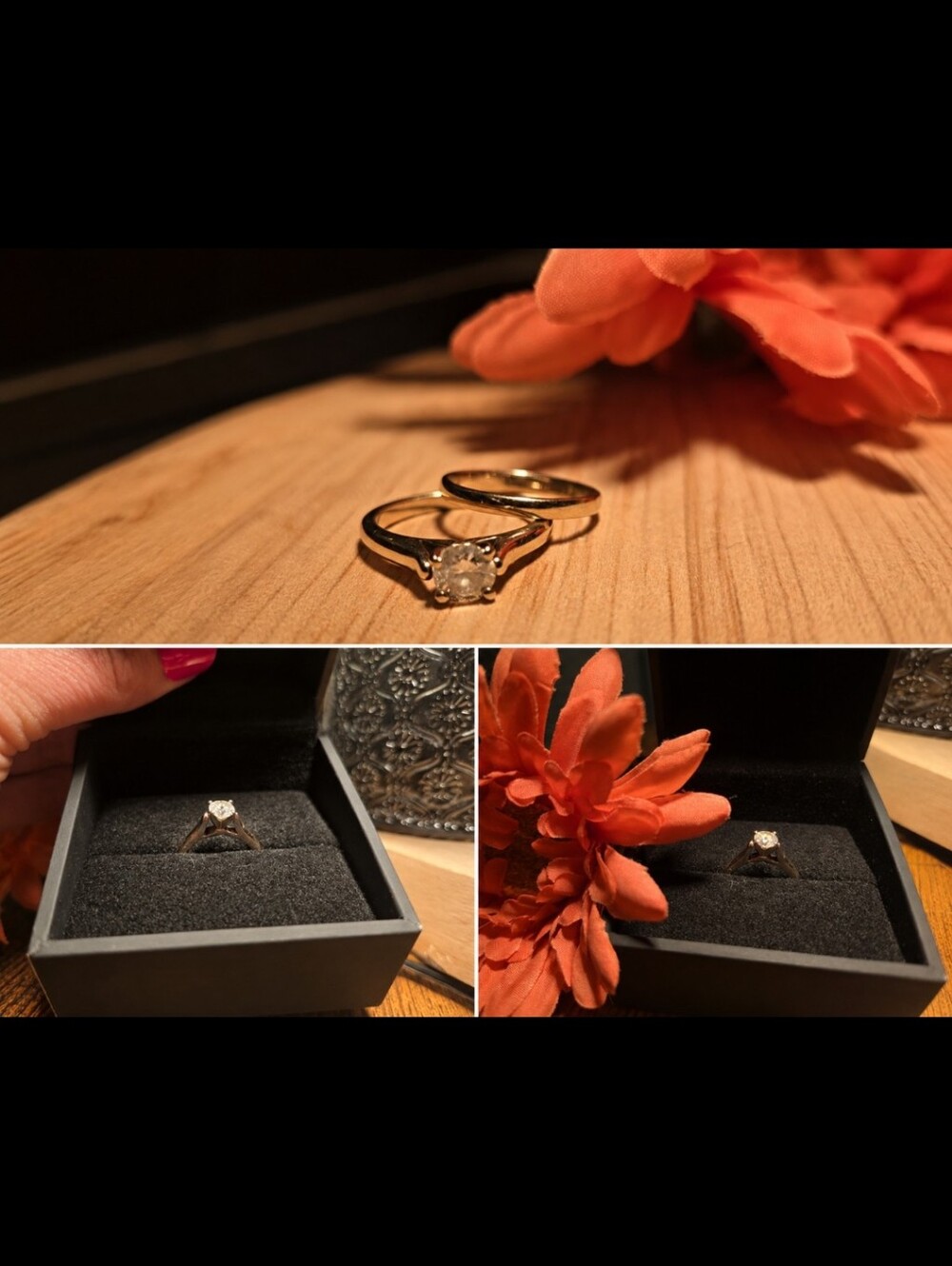 14K Diamond Engagement Ring And 10K White Gold Band